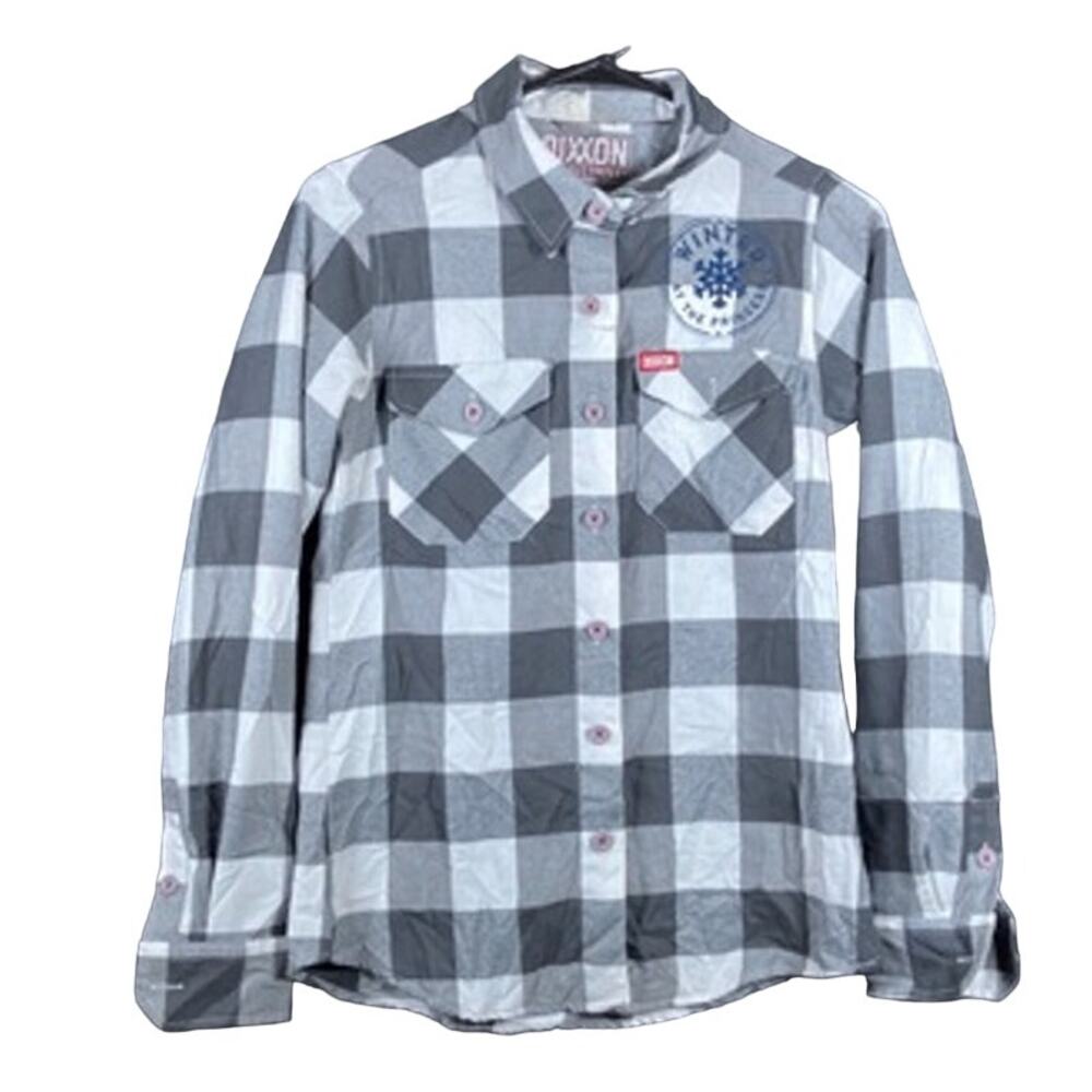 Dixxon Mens Shirt Black White Plaid Flannel The Pinnacle Button Down Small